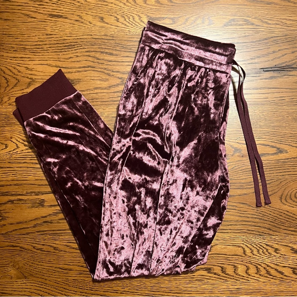Secret Treasures Purple Track Pants with Crushed Velvet and Tapered Leg